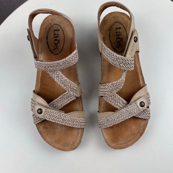 Taos Trulie Sandal US 8-8.5 | EU 39 Stone Woven Leather Strappy Adjustable New - Picture 7 of 15
